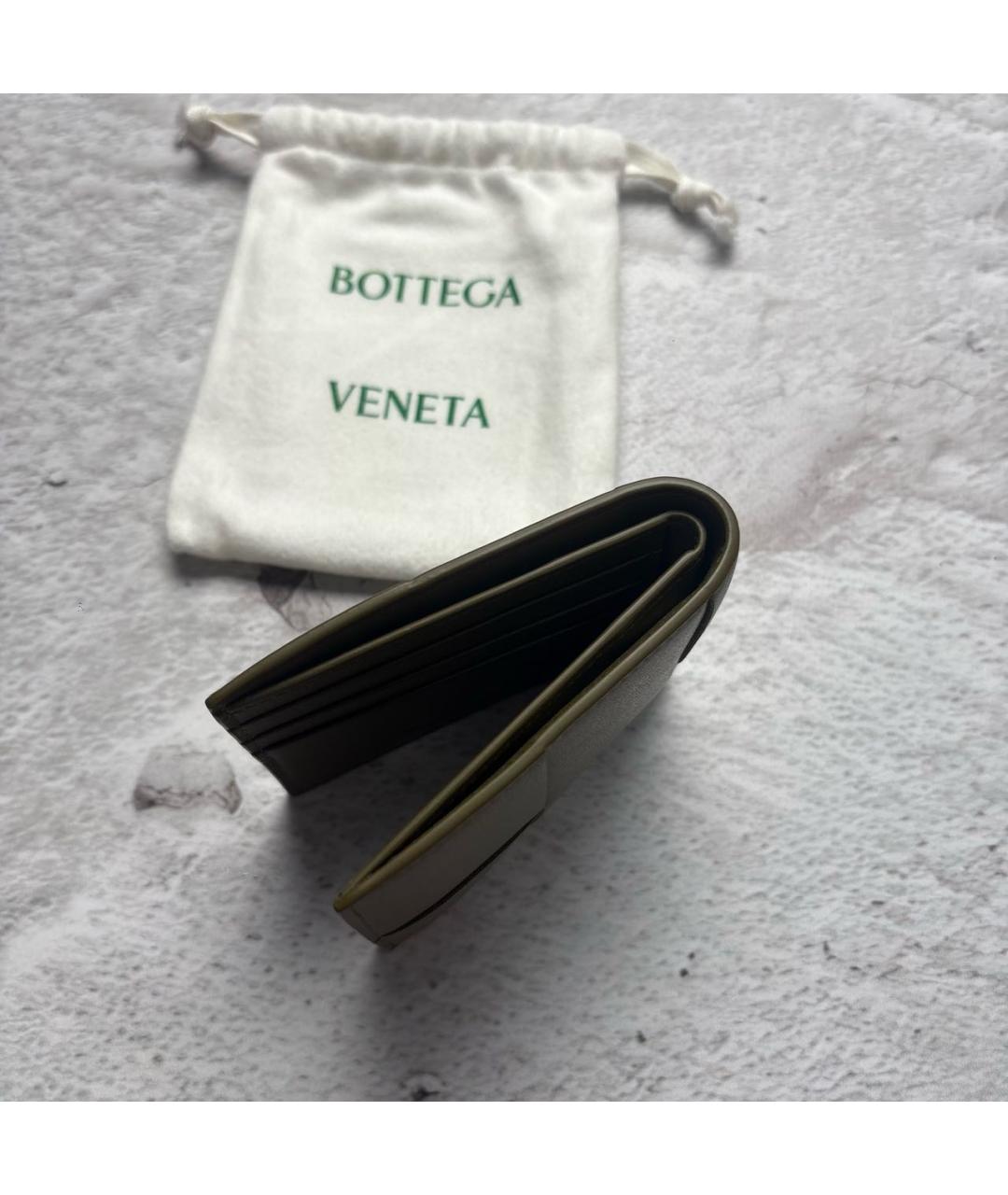 BOTTEGA VENETA Хаки кожаный кошелек, фото 6