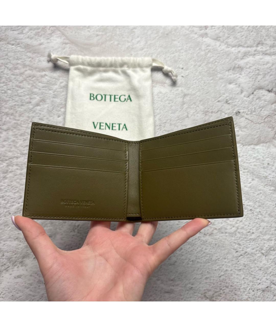 BOTTEGA VENETA Хаки кожаный кошелек, фото 4