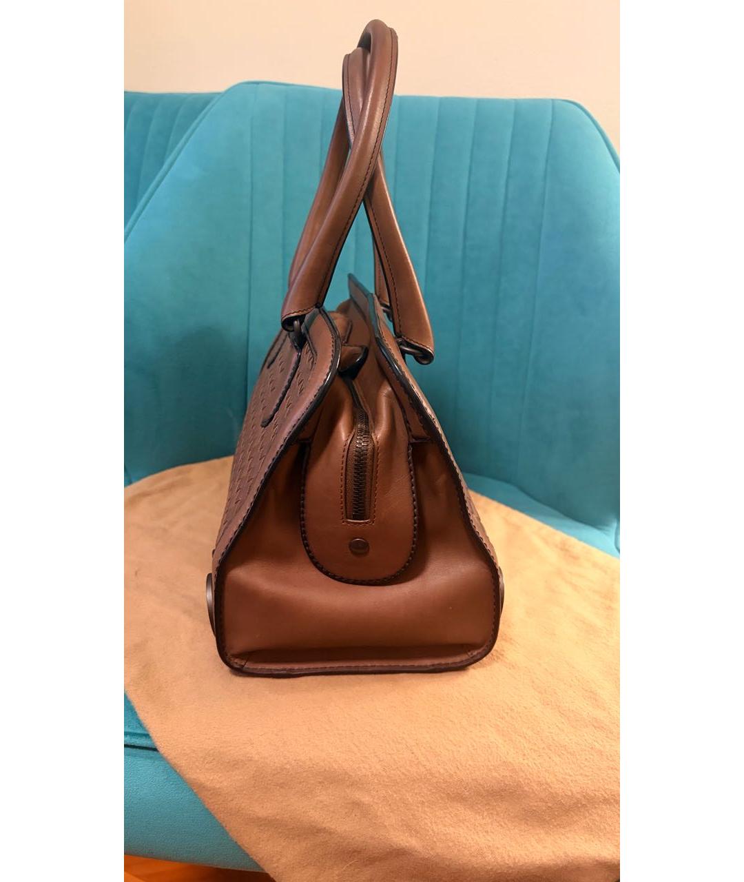 BOTTEGA VENETA Коричневая кожаная сумка с короткими ручками, фото 2