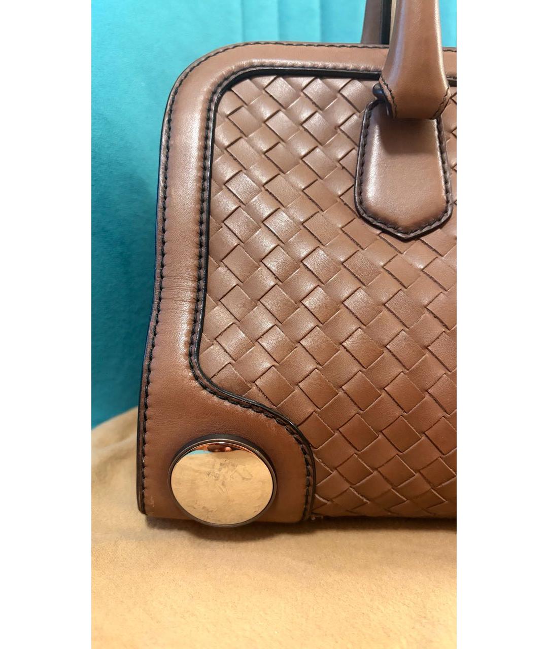BOTTEGA VENETA Коричневая кожаная сумка с короткими ручками, фото 7