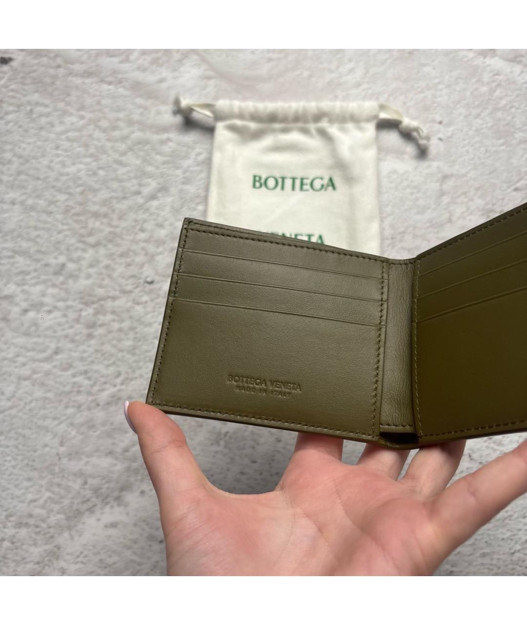 BOTTEGA VENETA Хаки кожаный кошелек, фото 5
