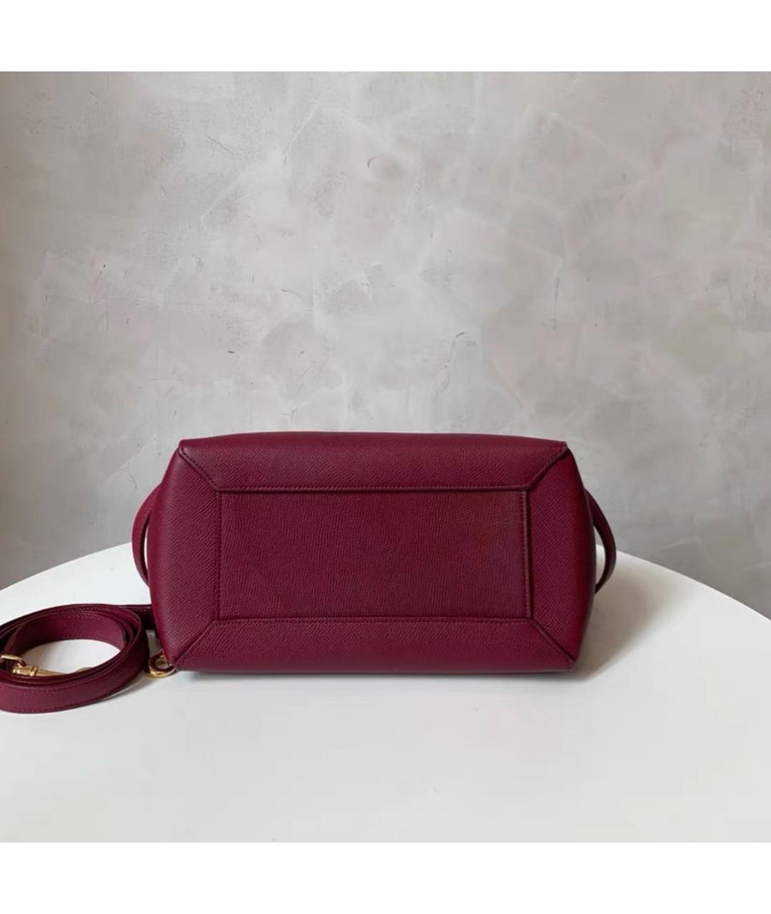 CELINE Бордовая кожаная сумка через плечо, фото 5