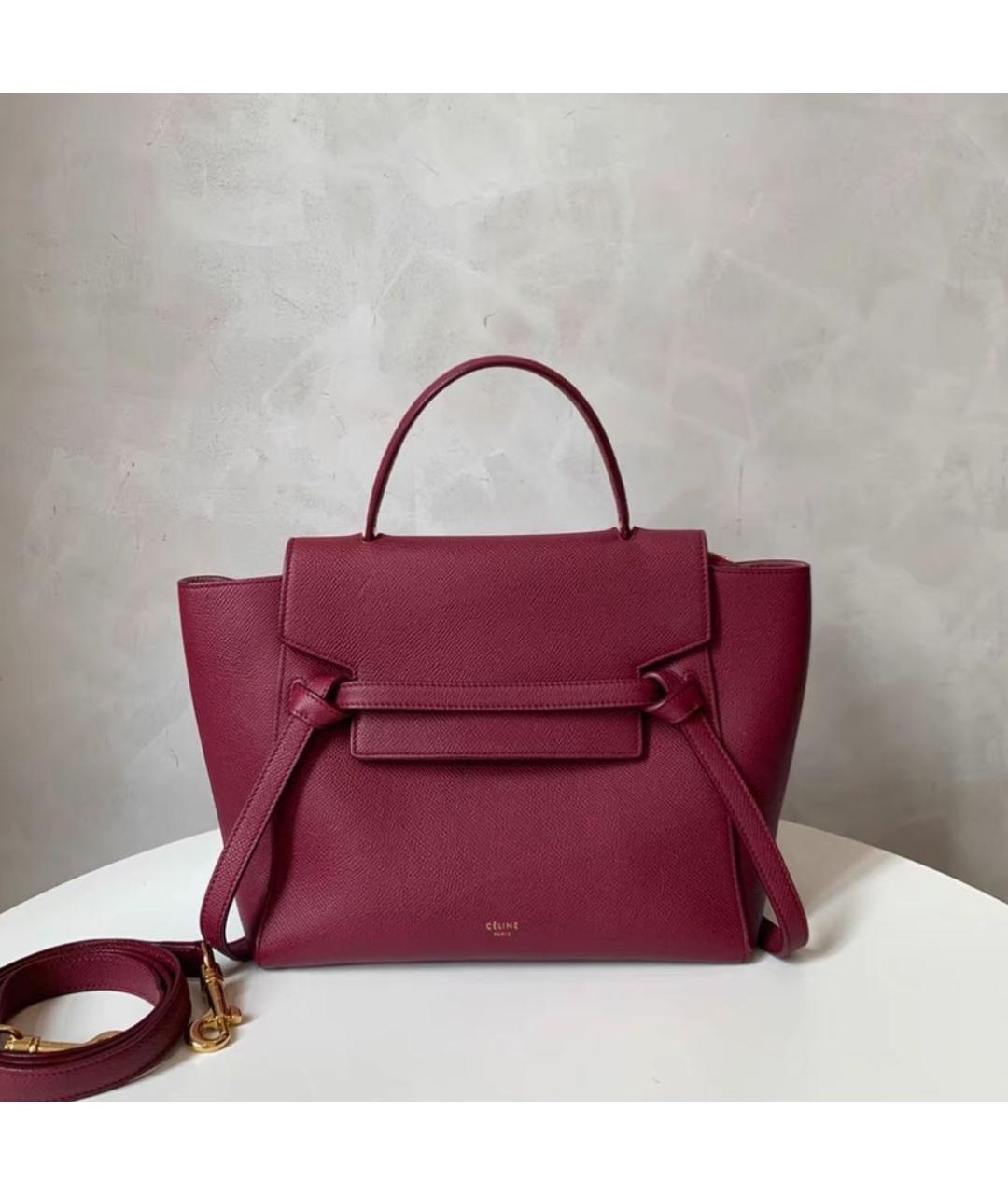 CELINE Бордовая кожаная сумка через плечо, фото 4