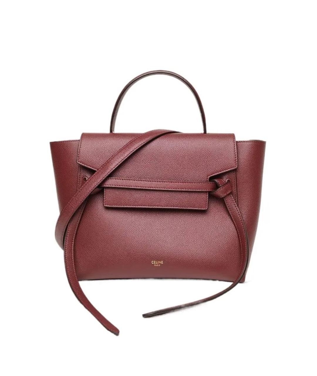 CELINE Бордовая кожаная сумка через плечо, фото 7