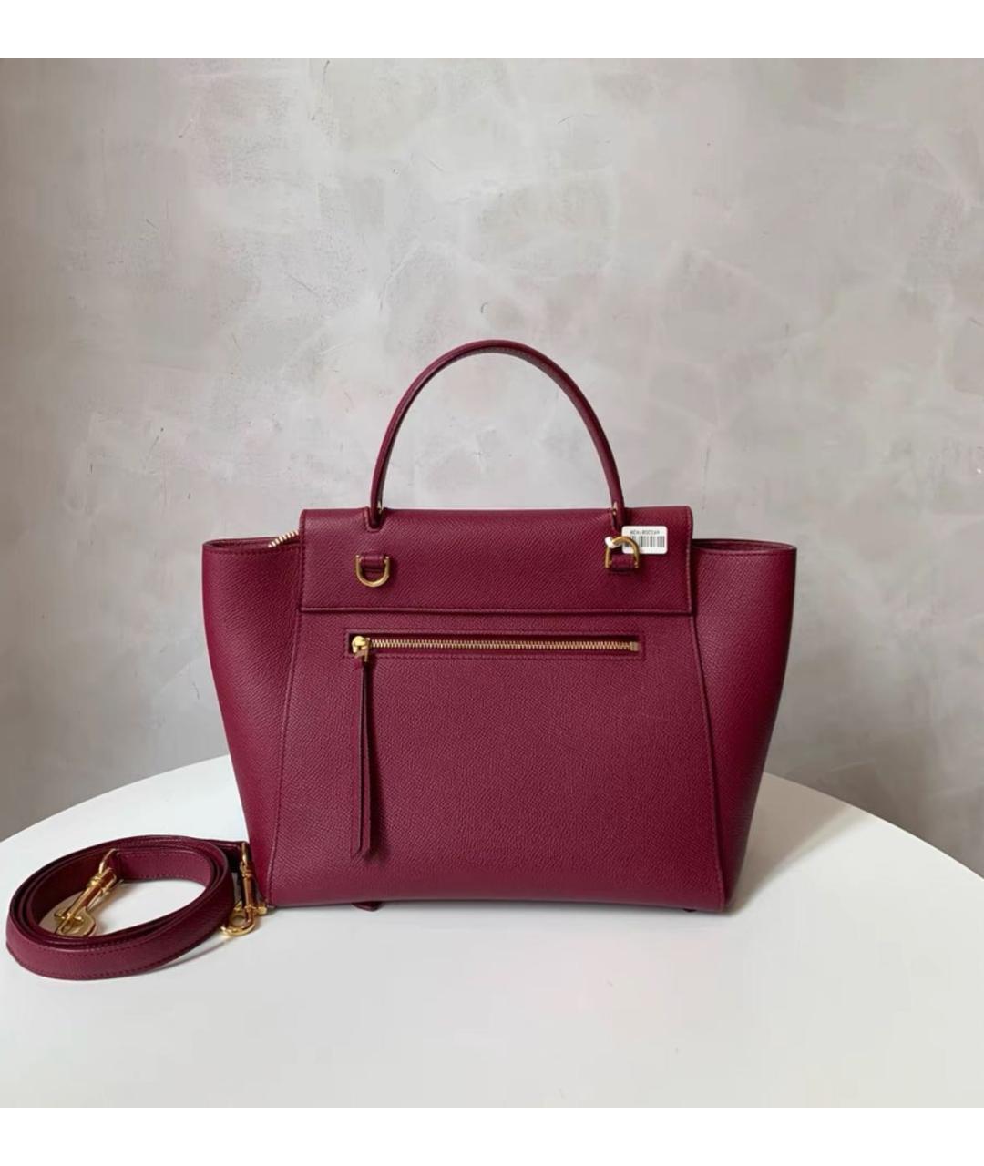 CELINE Бордовая кожаная сумка через плечо, фото 6