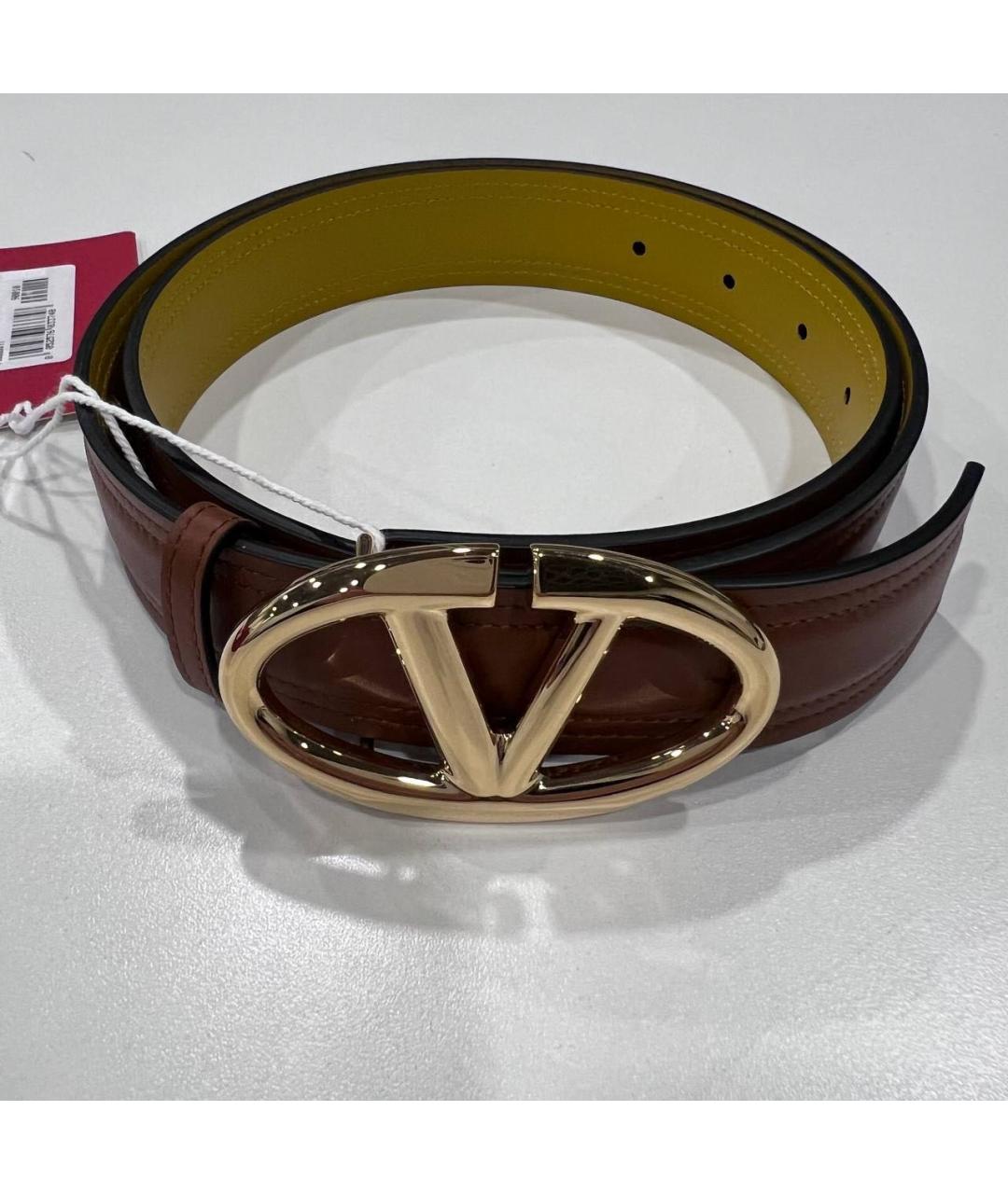 VALENTINO Коричневый кожаный ремень, фото 3