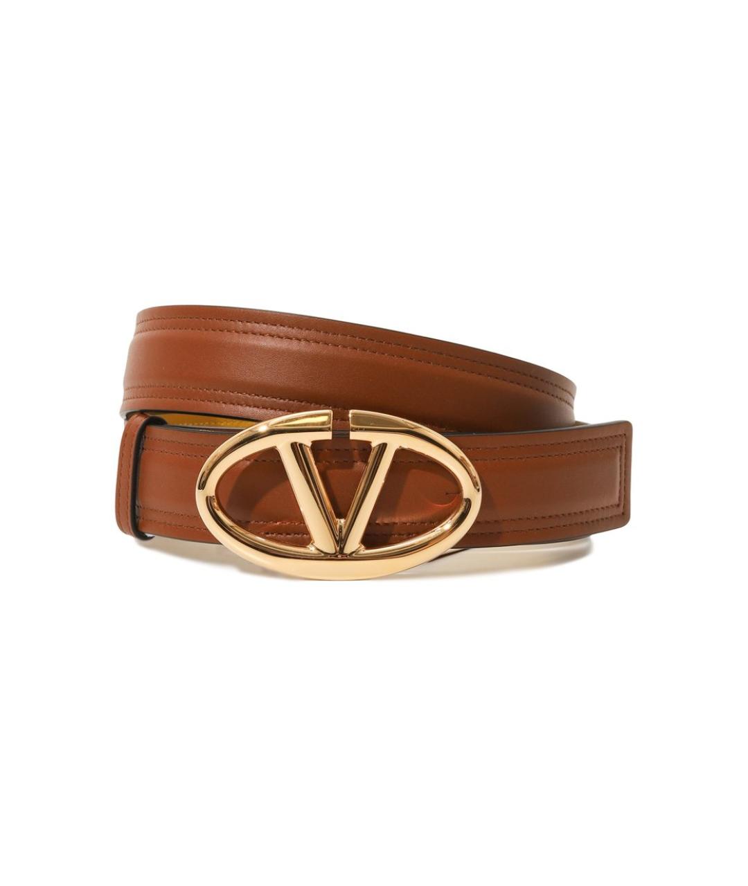 VALENTINO Коричневый кожаный ремень, фото 1