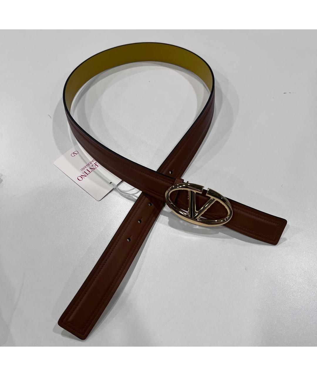 VALENTINO Коричневый кожаный ремень, фото 4