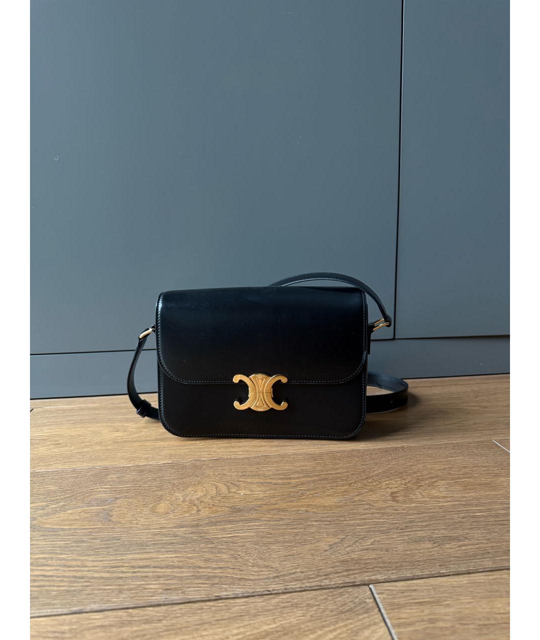 CELINE Черная кожаная сумка через плечо, фото 5