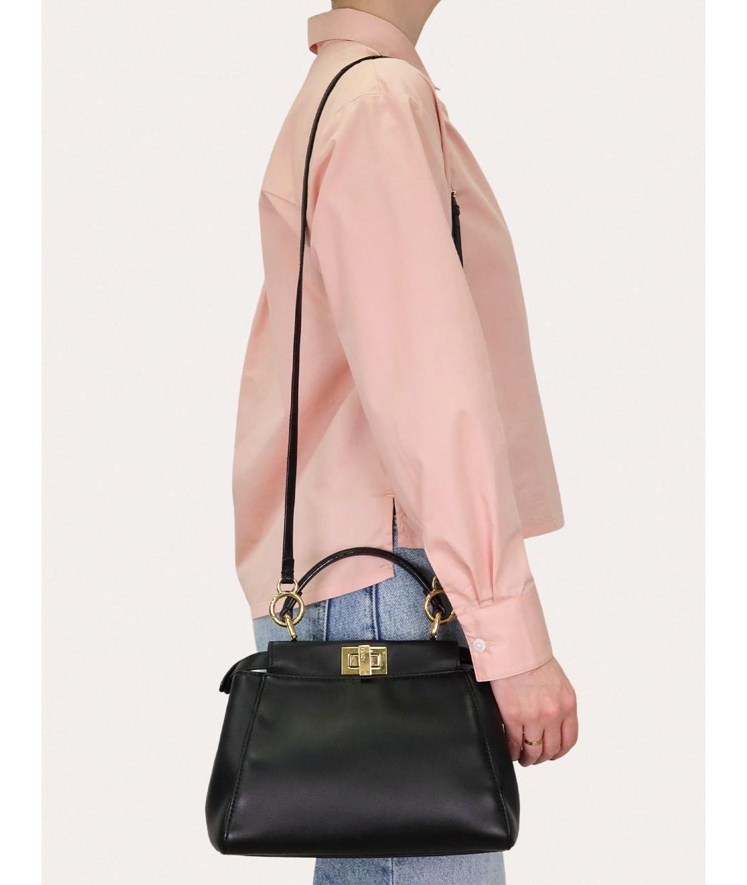 FENDI Черная кожаная сумка с короткими ручками, фото 8