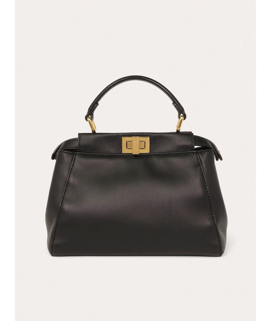 FENDI Черная кожаная сумка с короткими ручками, фото 9