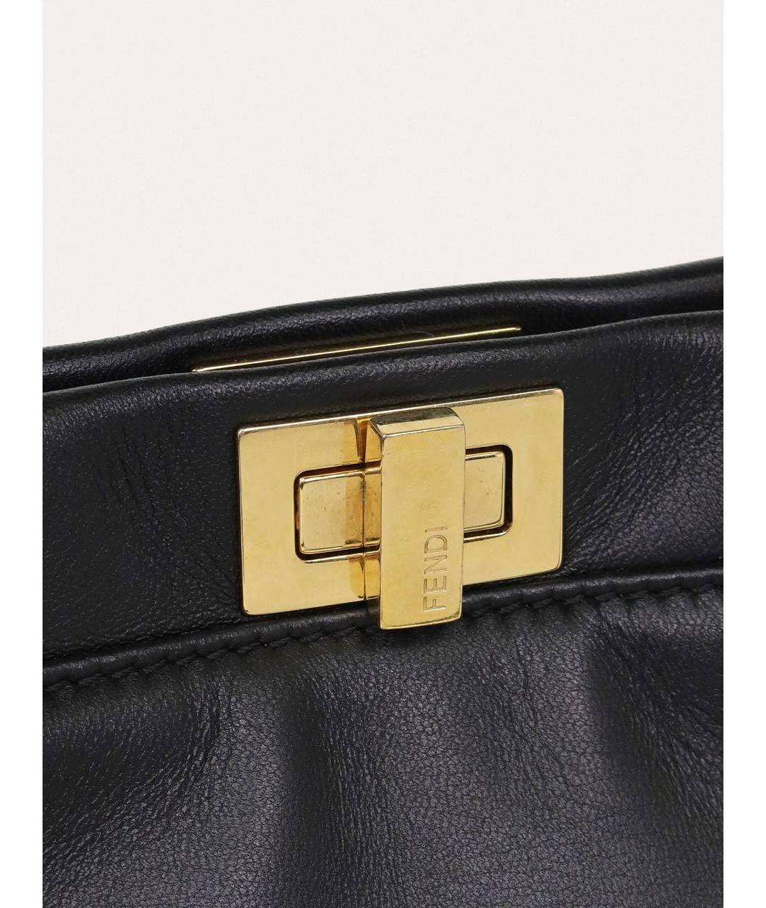 FENDI Черная кожаная сумка с короткими ручками, фото 5