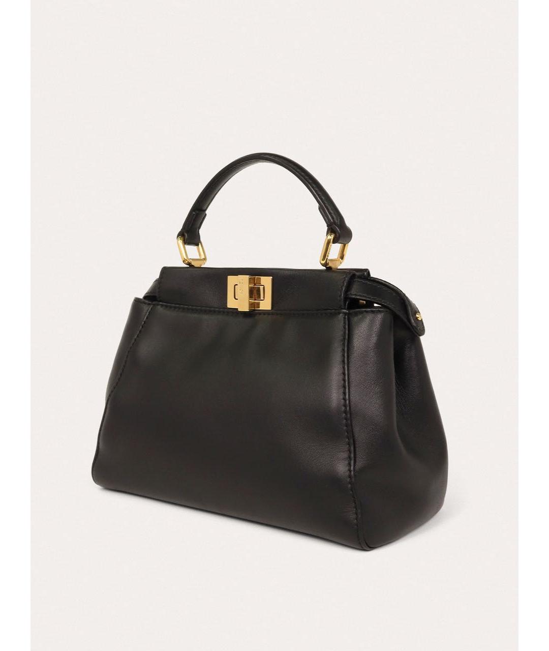 FENDI Черная кожаная сумка с короткими ручками, фото 2