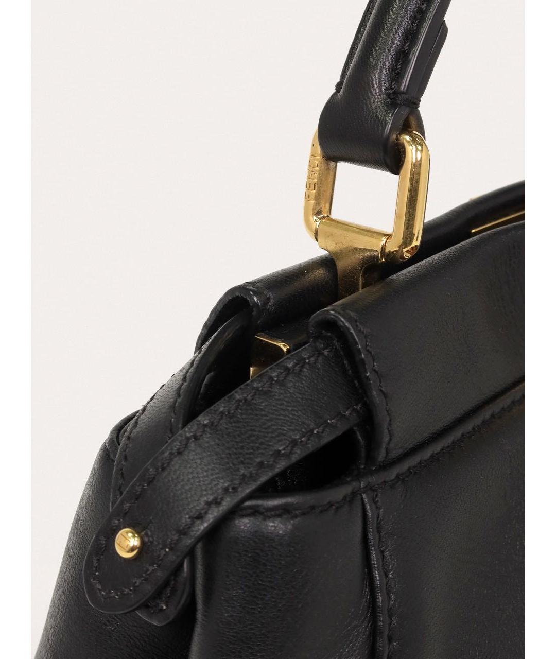 FENDI Черная кожаная сумка с короткими ручками, фото 6