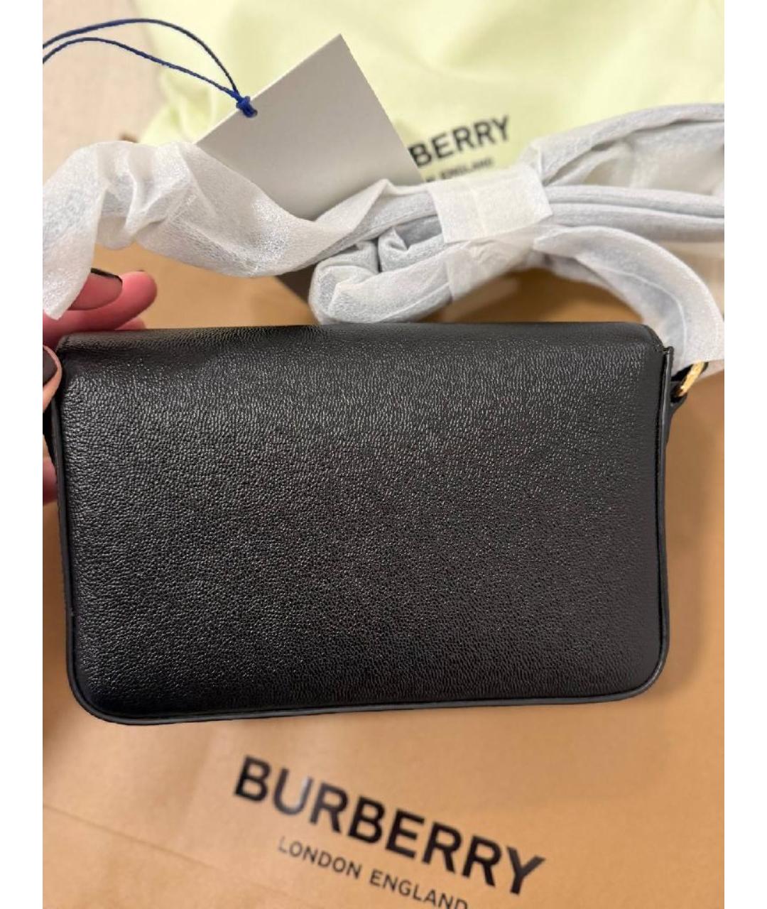 BURBERRY Черная кожаная сумка через плечо, фото 4