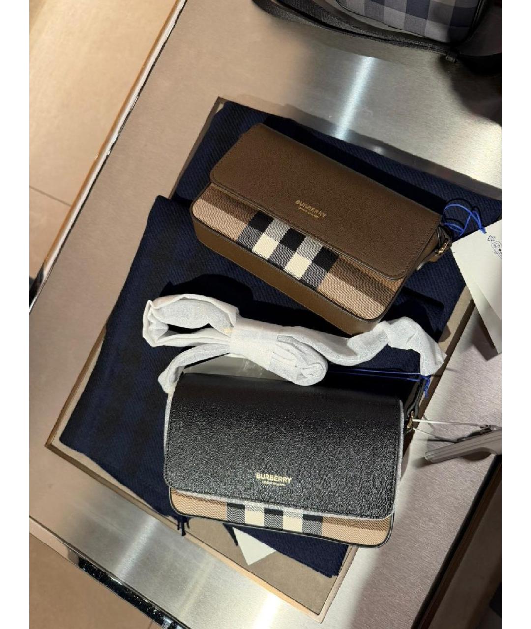 BURBERRY Черная кожаная сумка через плечо, фото 5