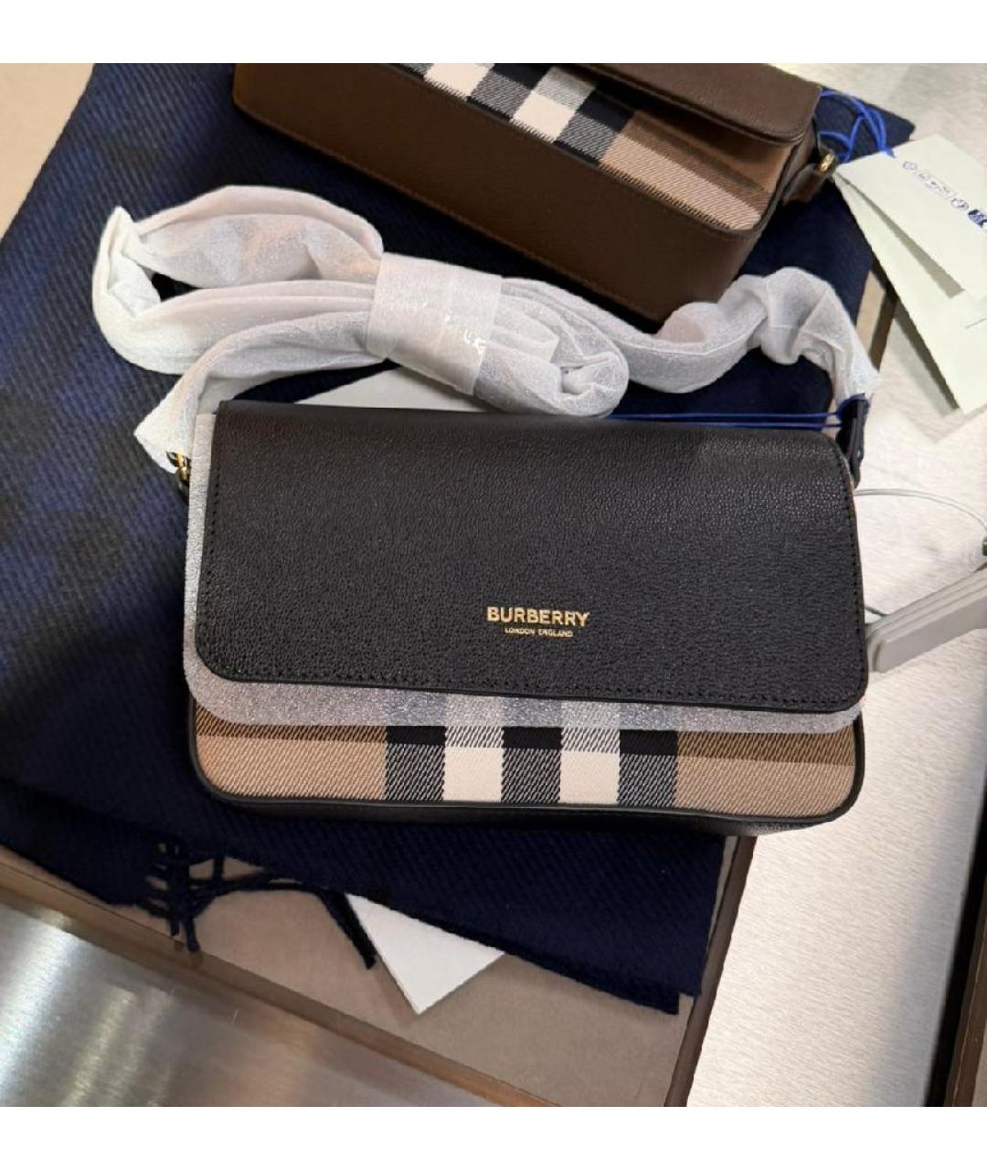 BURBERRY Черная кожаная сумка через плечо, фото 3