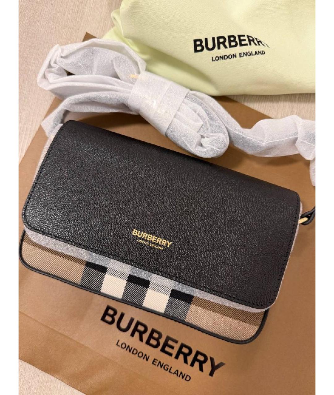 BURBERRY Черная кожаная сумка через плечо, фото 6