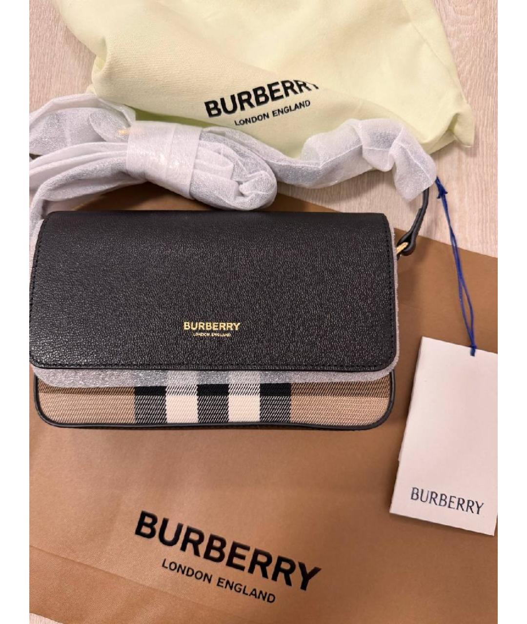 BURBERRY Черная кожаная сумка через плечо, фото 2
