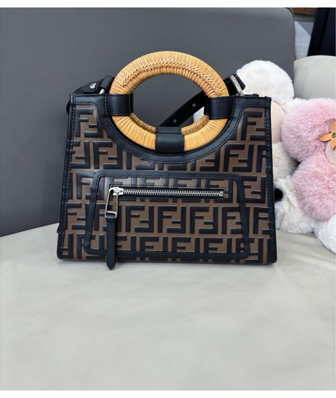 FENDI Коричневая кожаная сумка тоут, фото 9