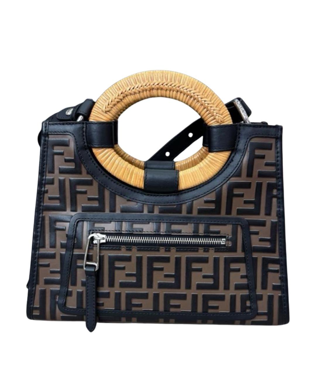 FENDI Коричневая кожаная сумка тоут, фото 1