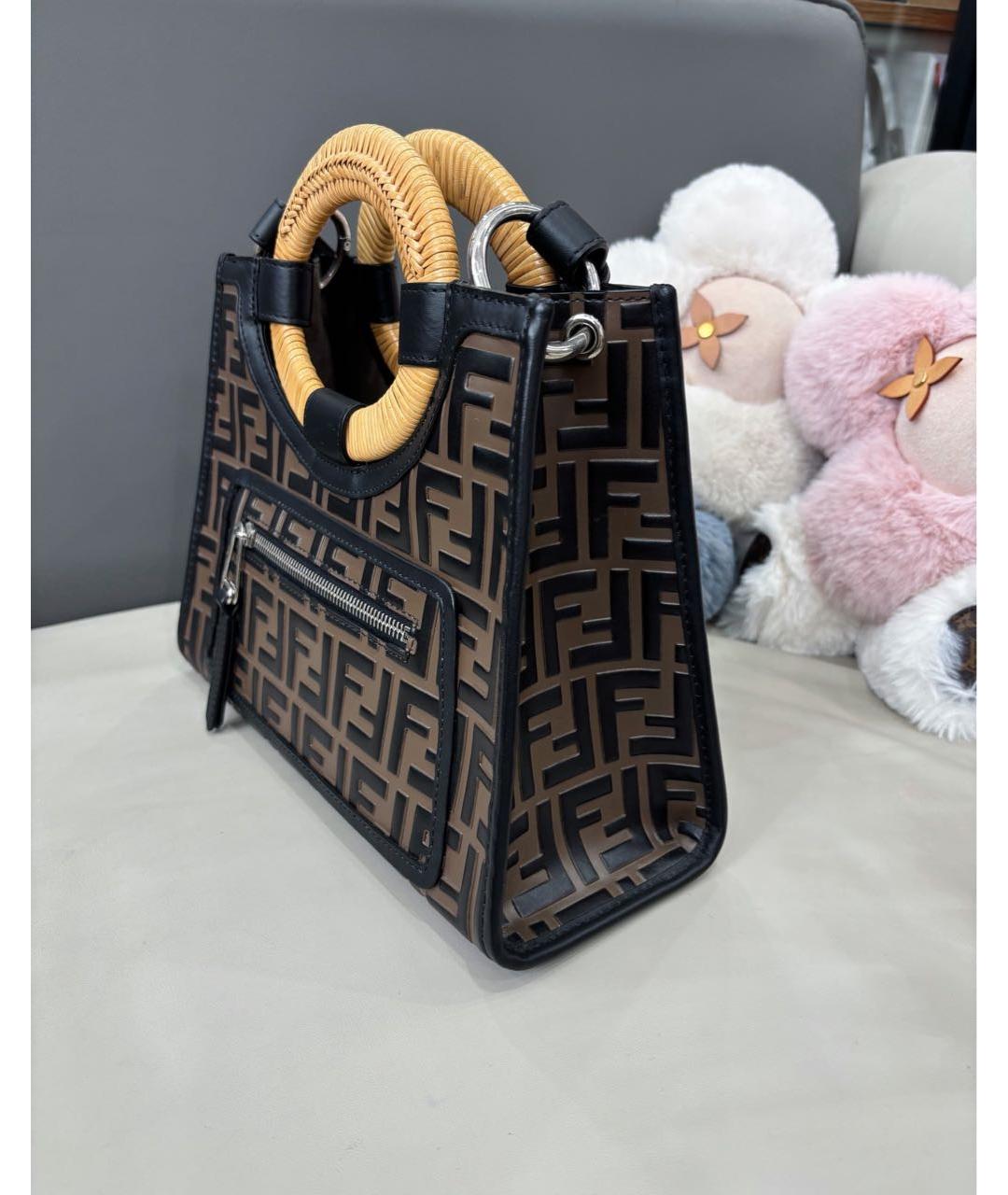 FENDI Коричневая кожаная сумка тоут, фото 3