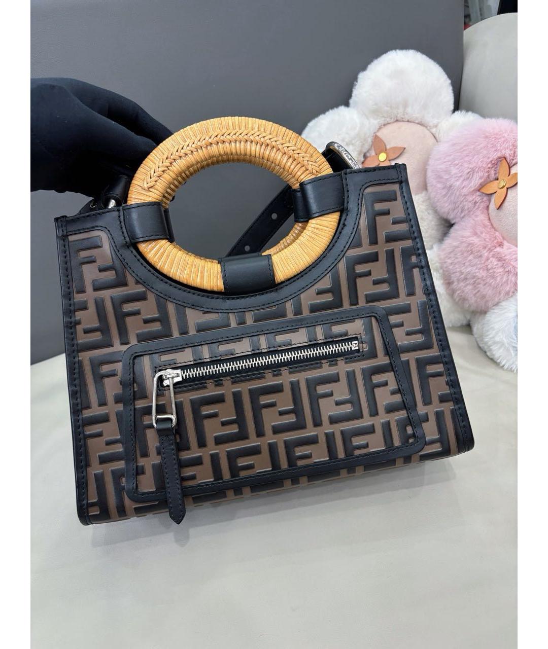 FENDI Коричневая кожаная сумка тоут, фото 2