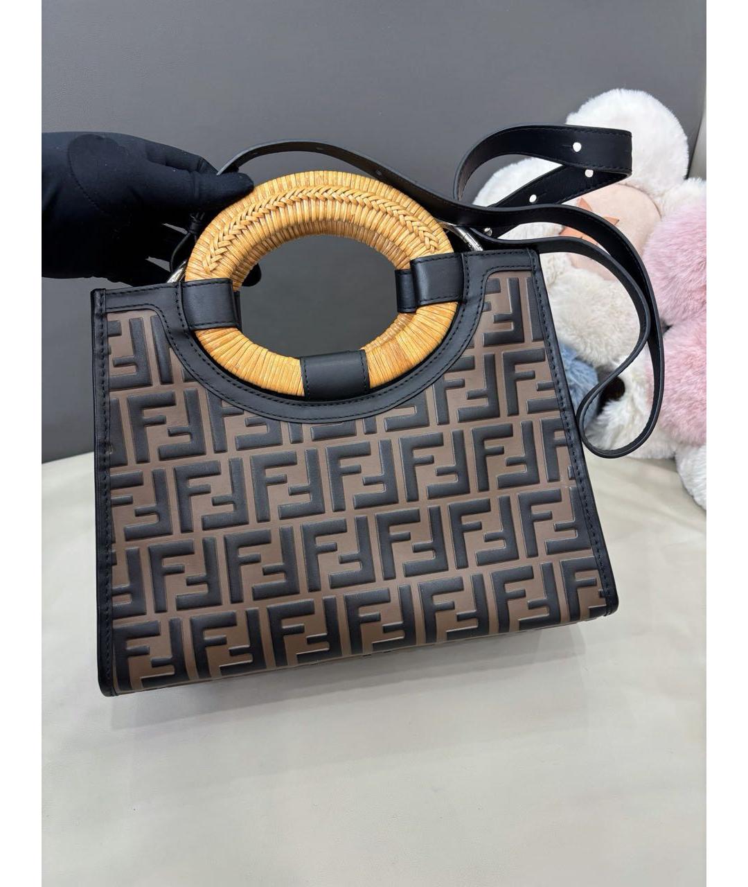 FENDI Коричневая кожаная сумка тоут, фото 4