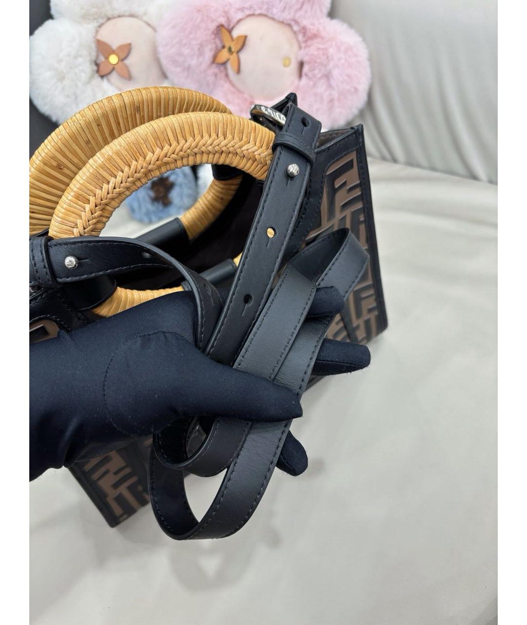 FENDI Коричневая кожаная сумка тоут, фото 7