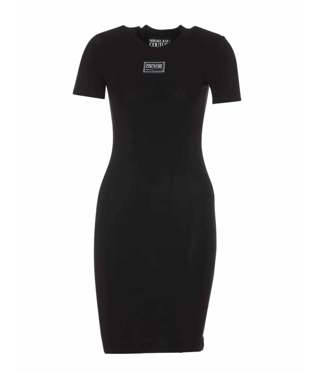 VERSACE JEANS COUTURE Черное хлопко-эластановое повседневное платье, фото 1