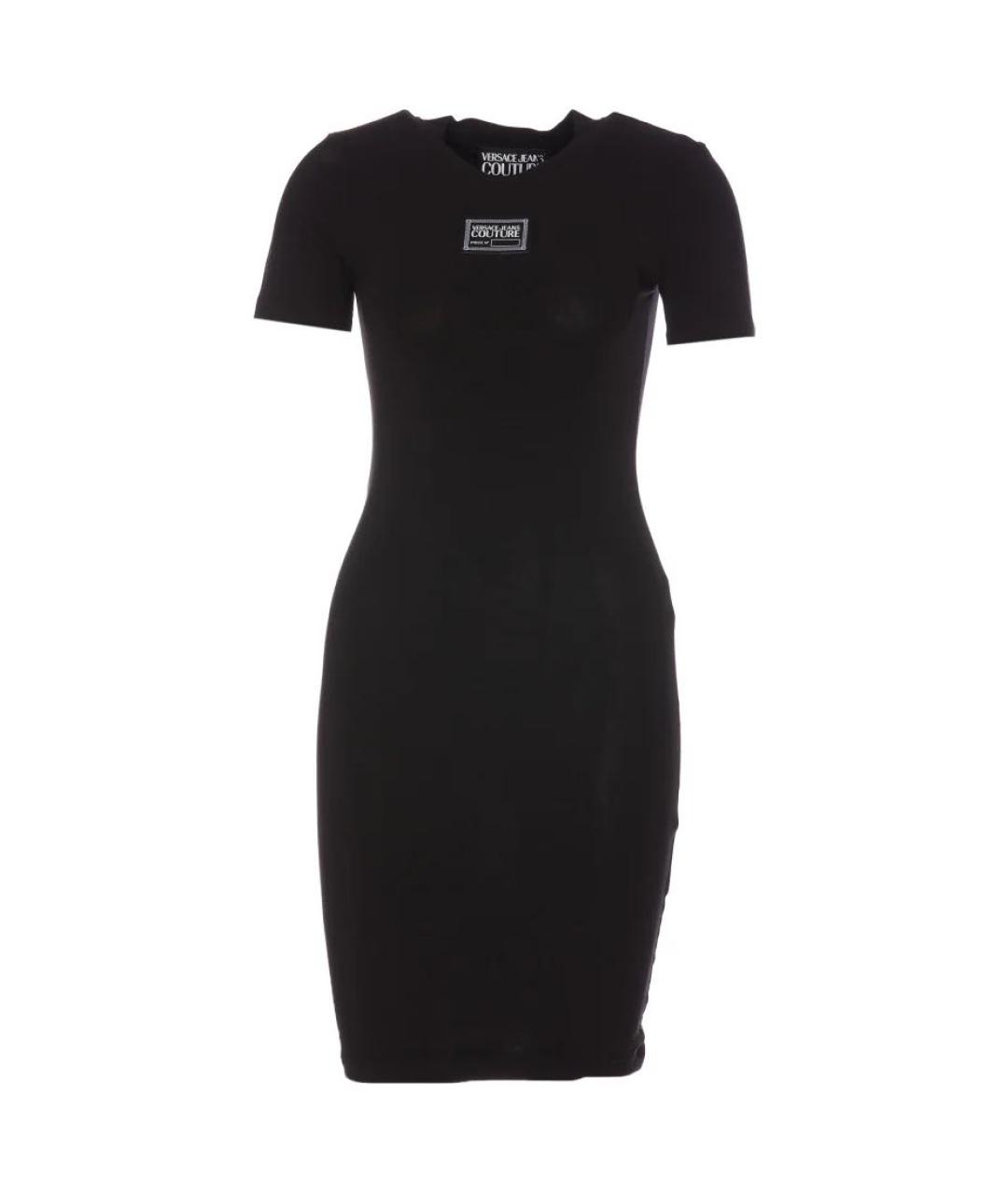 VERSACE JEANS COUTURE Черное хлопко-эластановое повседневное платье, фото 7