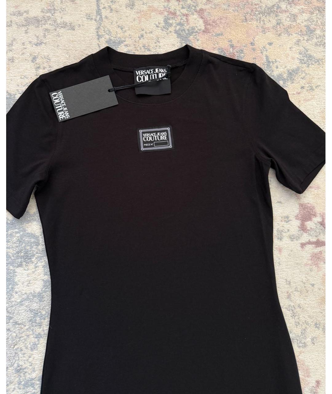 VERSACE JEANS COUTURE Черное хлопко-эластановое повседневное платье, фото 5