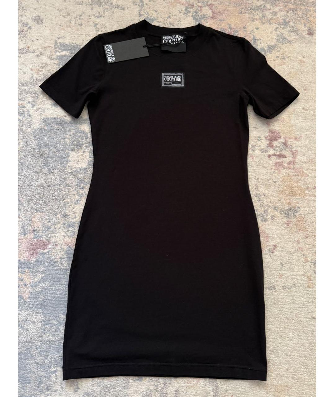 VERSACE JEANS COUTURE Черное хлопко-эластановое повседневное платье, фото 4