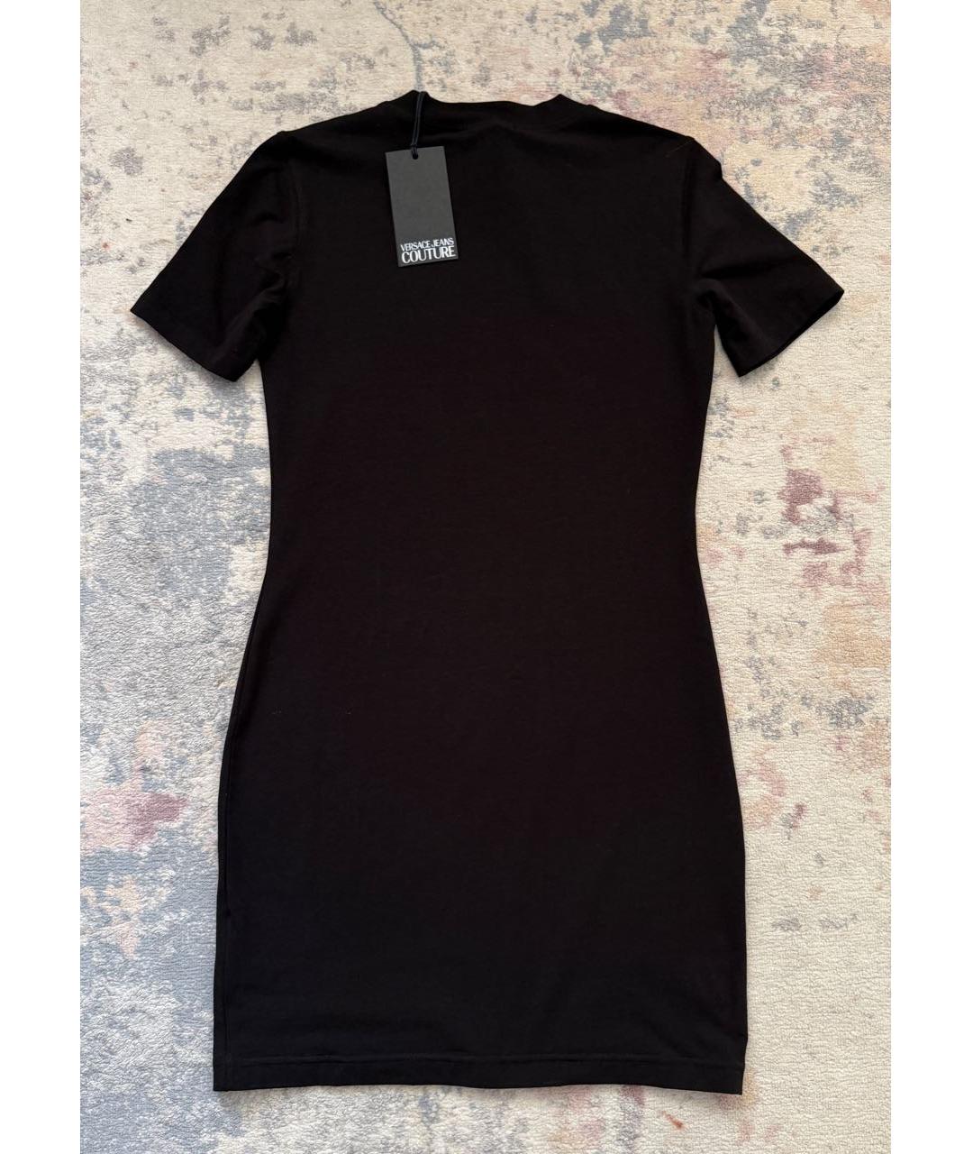 VERSACE JEANS COUTURE Черное хлопко-эластановое повседневное платье, фото 6