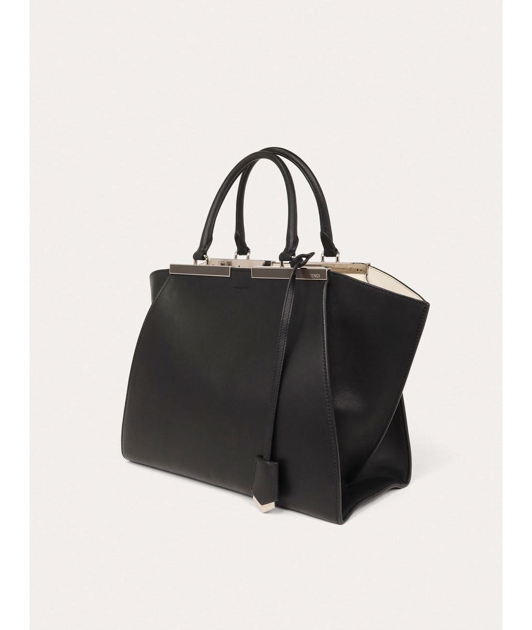 FENDI Черная кожаная сумка с короткими ручками, фото 2