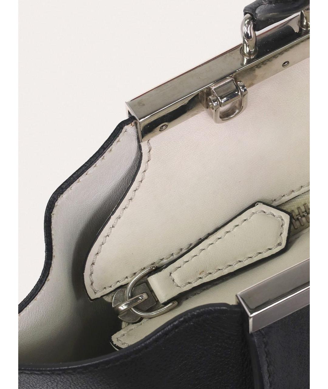 FENDI Черная кожаная сумка с короткими ручками, фото 6