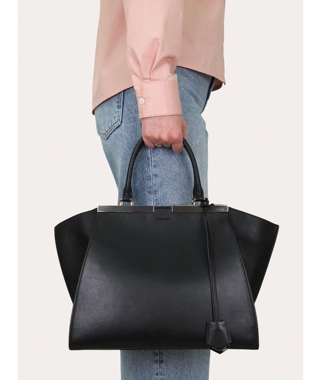 FENDI Черная кожаная сумка с короткими ручками, фото 7