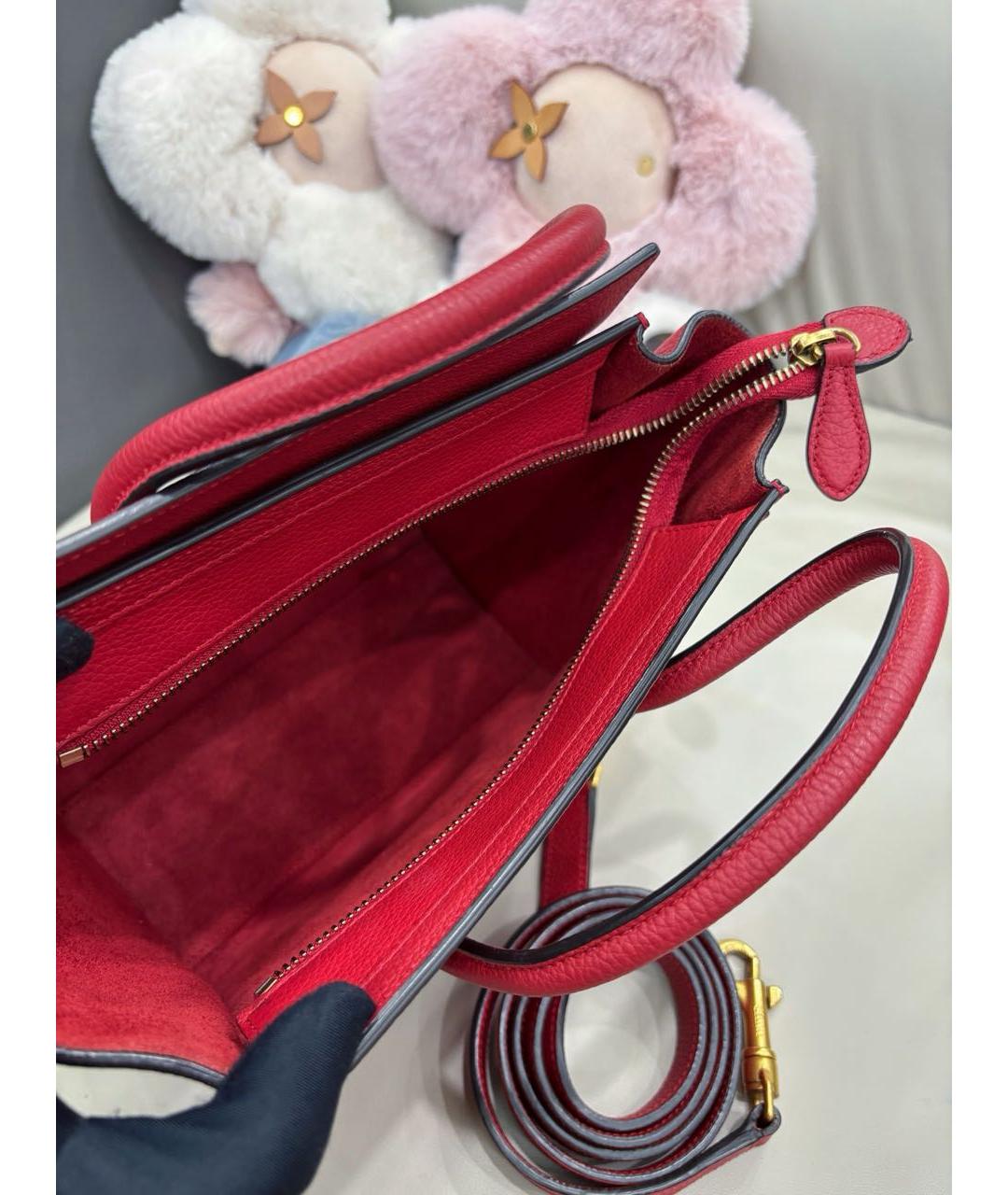 CELINE Красная кожаная сумка тоут, фото 8