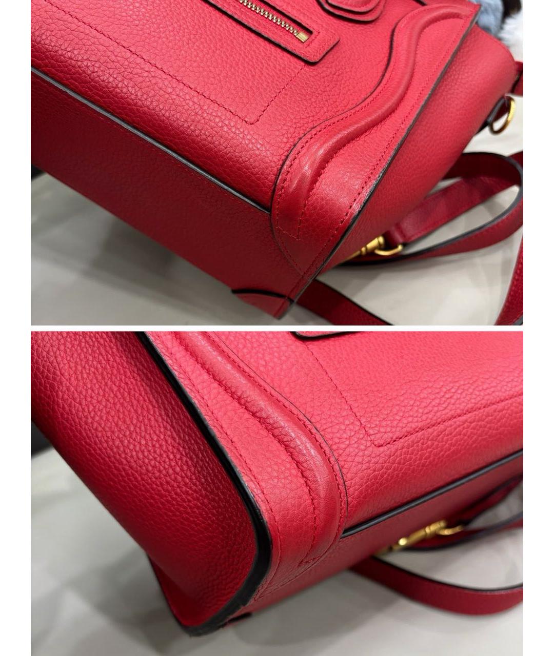 CELINE Красная кожаная сумка тоут, фото 6