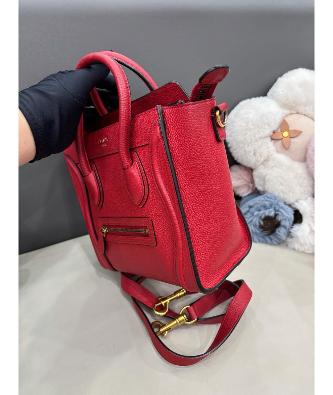 CELINE Красная кожаная сумка тоут, фото 4