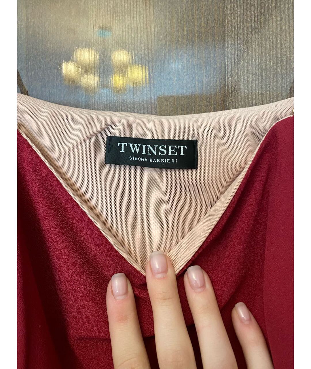TWIN-SET Бордовое полиамидовое повседневное платье, фото 4