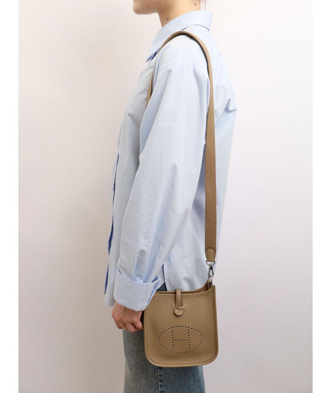 HERMES Бежевая кожаная сумка через плечо, фото 6