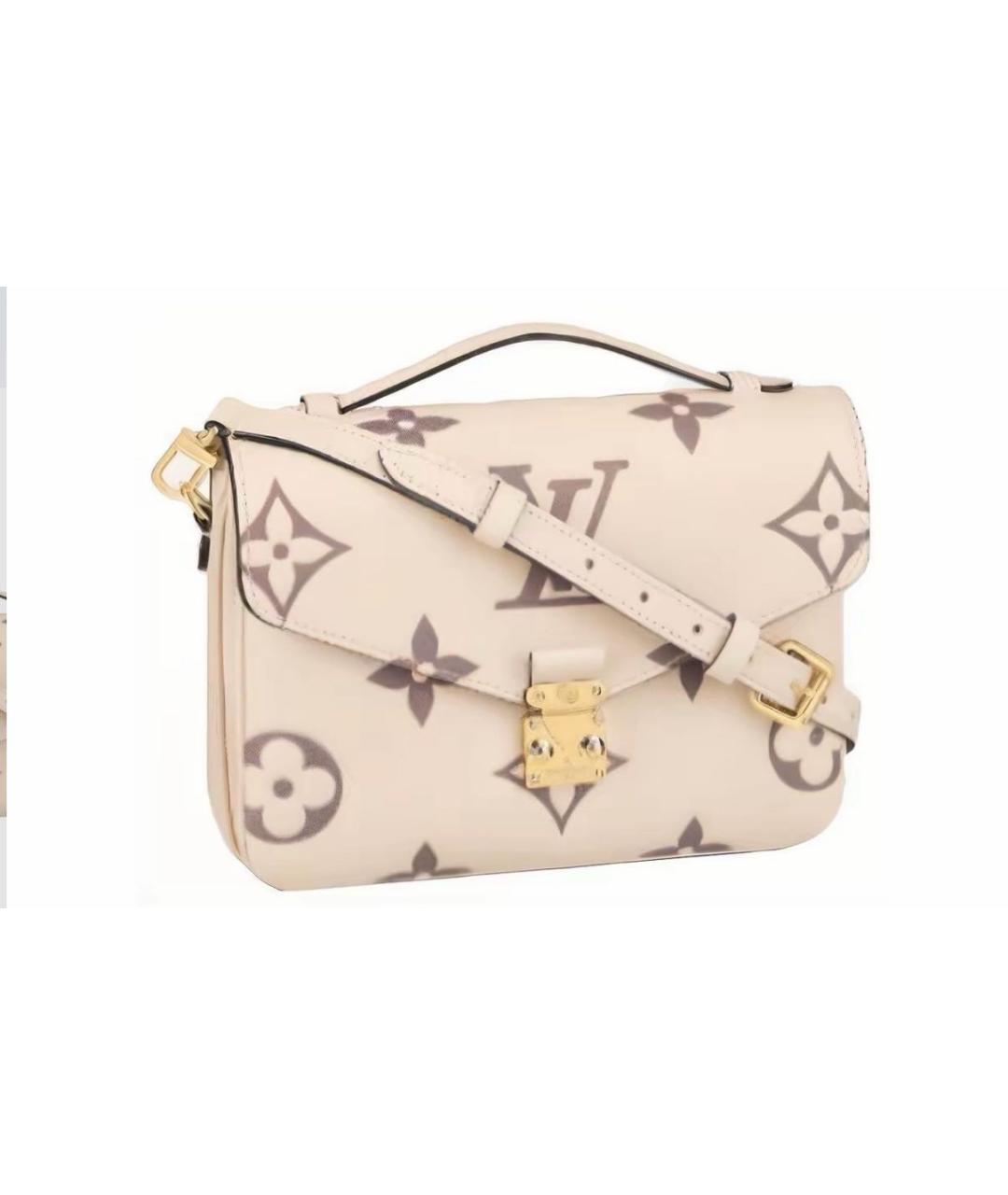 LOUIS VUITTON Бежевая кожаная сумка через плечо, фото 3