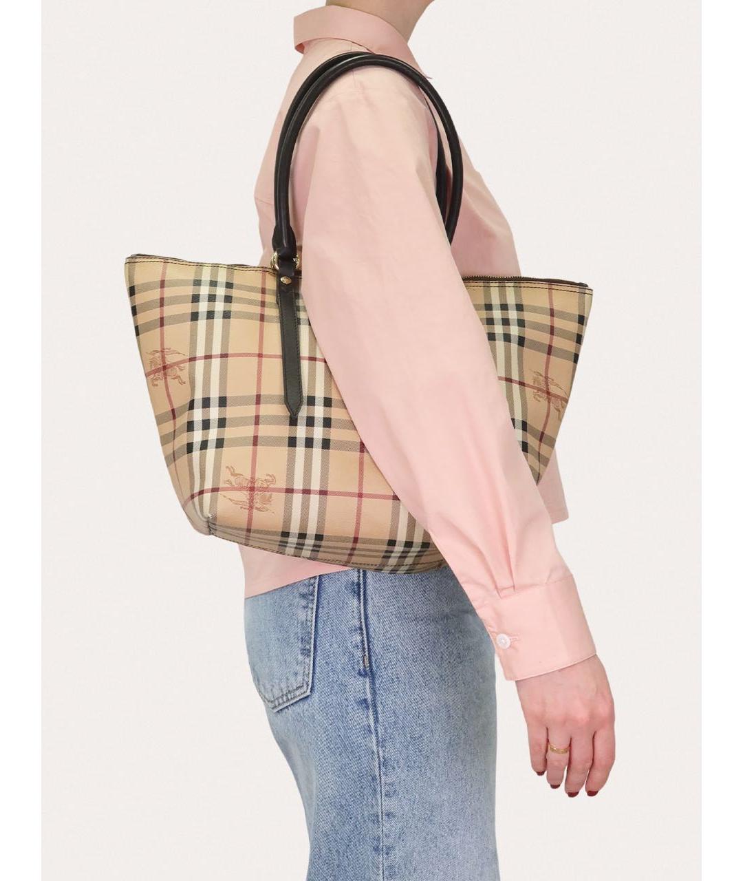 BURBERRY Бежевая кожаная сумка с короткими ручками, фото 8