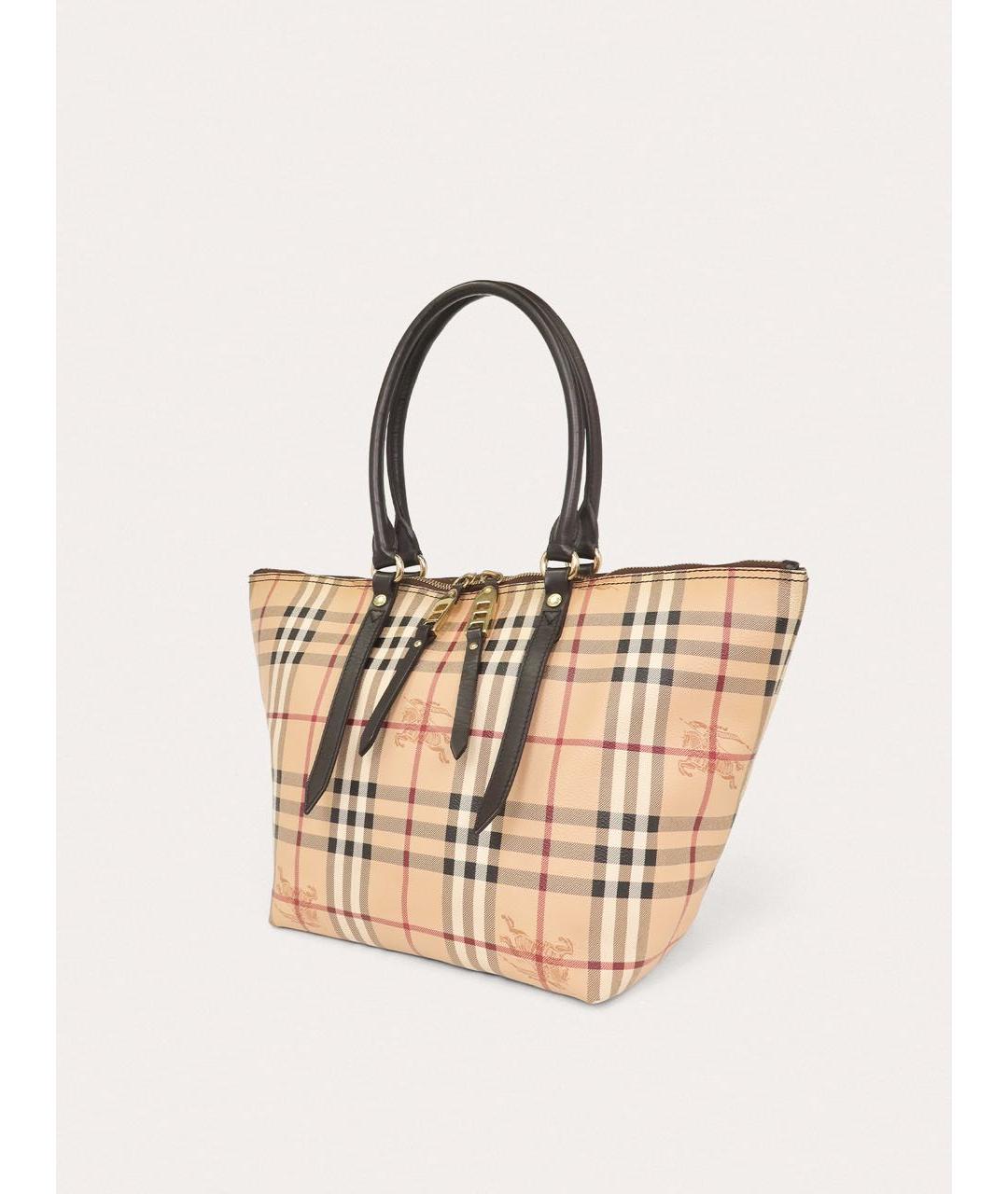 BURBERRY Бежевая кожаная сумка с короткими ручками, фото 2