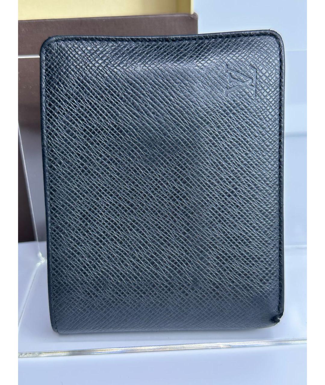 LOUIS VUITTON Черный кожаный кошелек, фото 6