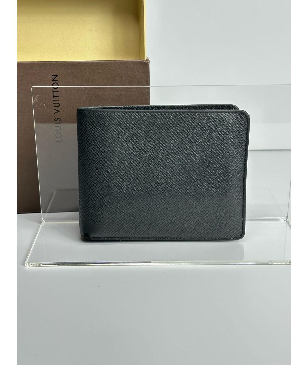 LOUIS VUITTON Черный кожаный кошелек, фото 2