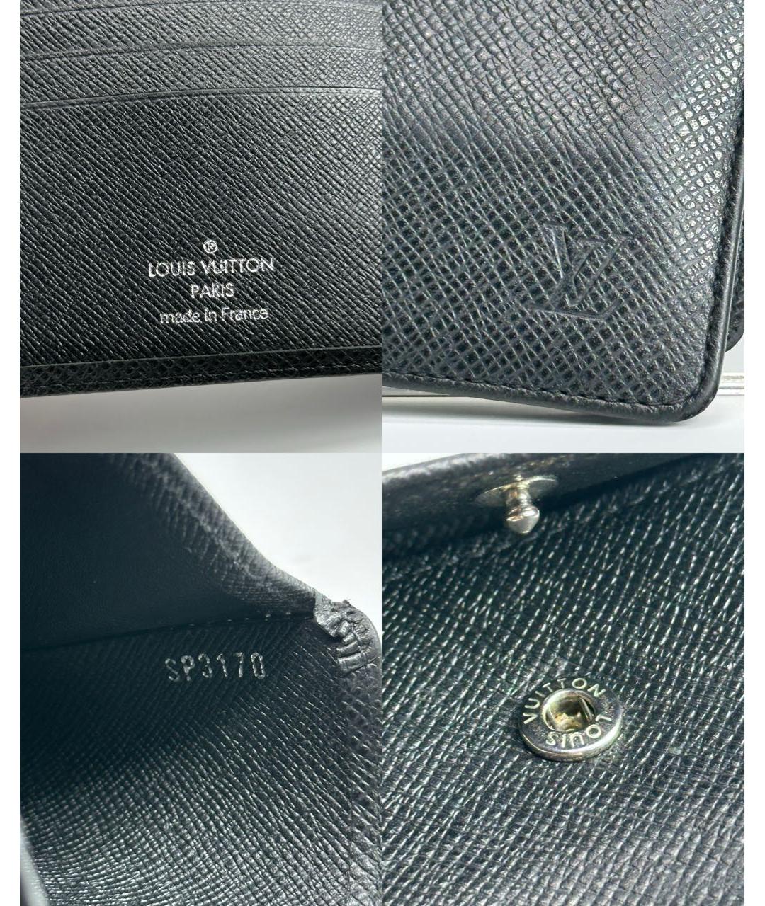 LOUIS VUITTON Черный кожаный кошелек, фото 5