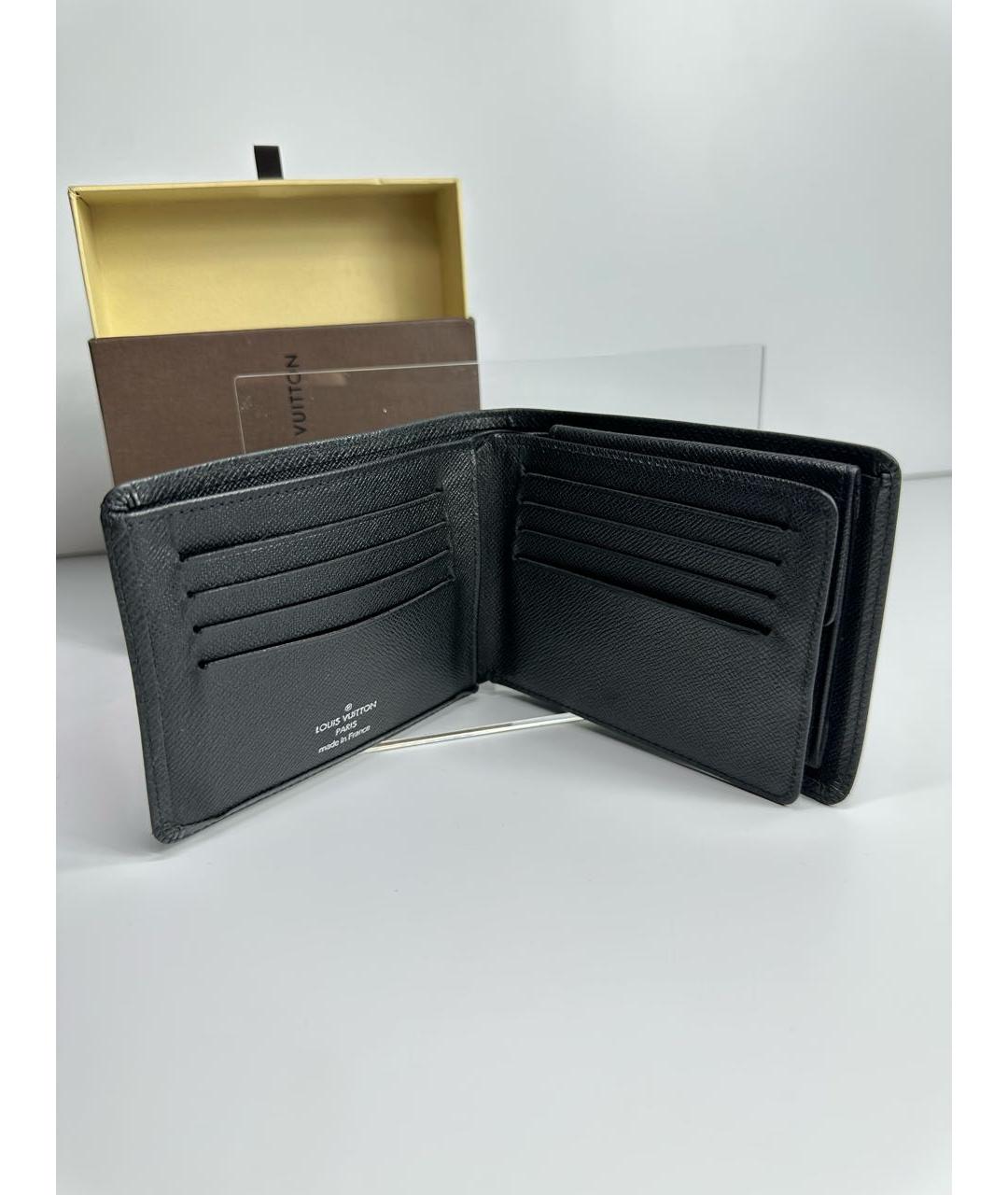LOUIS VUITTON Черный кожаный кошелек, фото 3