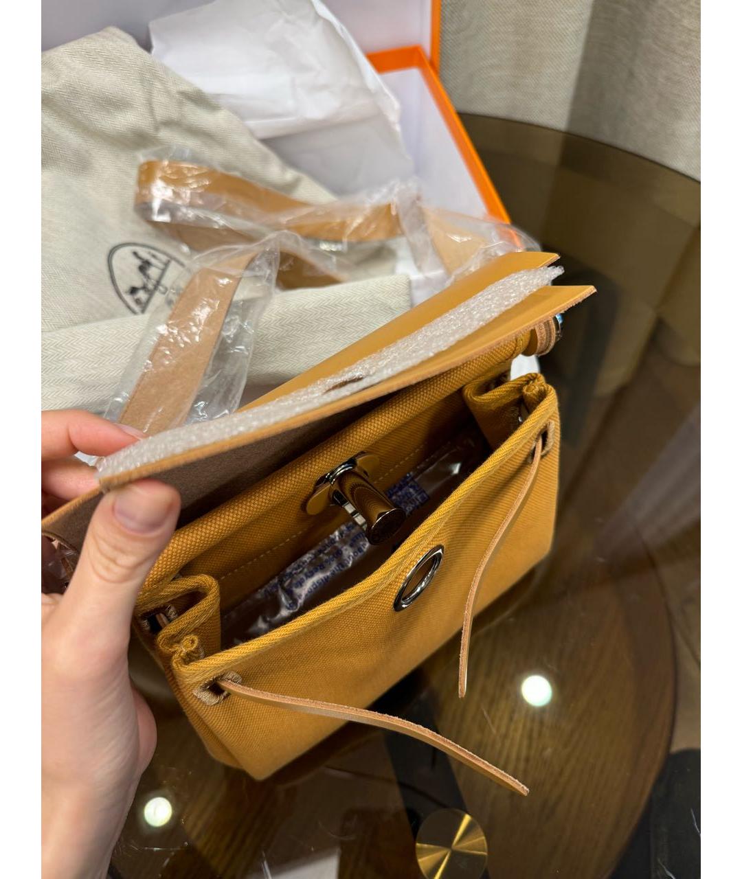 HERMES Оранжевая тканевая сумка через плечо, фото 4